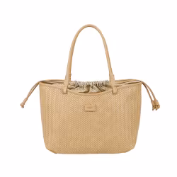 Flätad väska camel