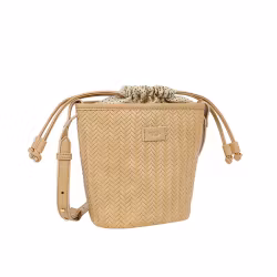 Flätad bucketbag camel