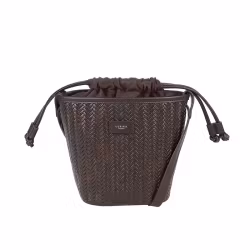 Flätad bucketbag mörkbrun