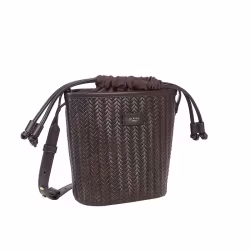 Flätad bucketbag mörkbrun