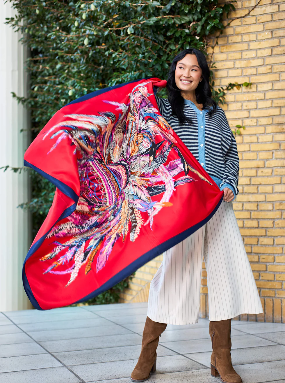 Stor röd satin scarf