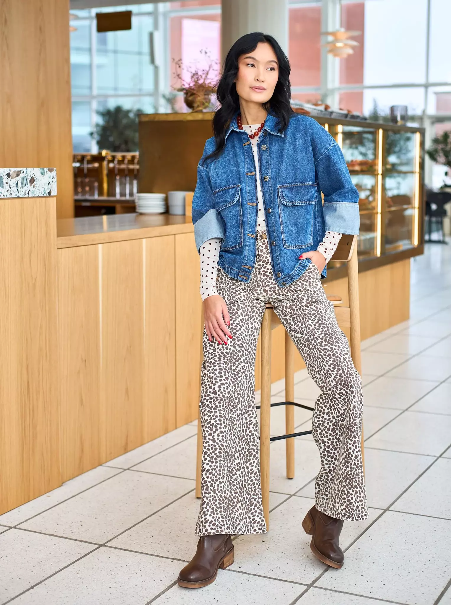 Vida mönstrade byxor med stretch