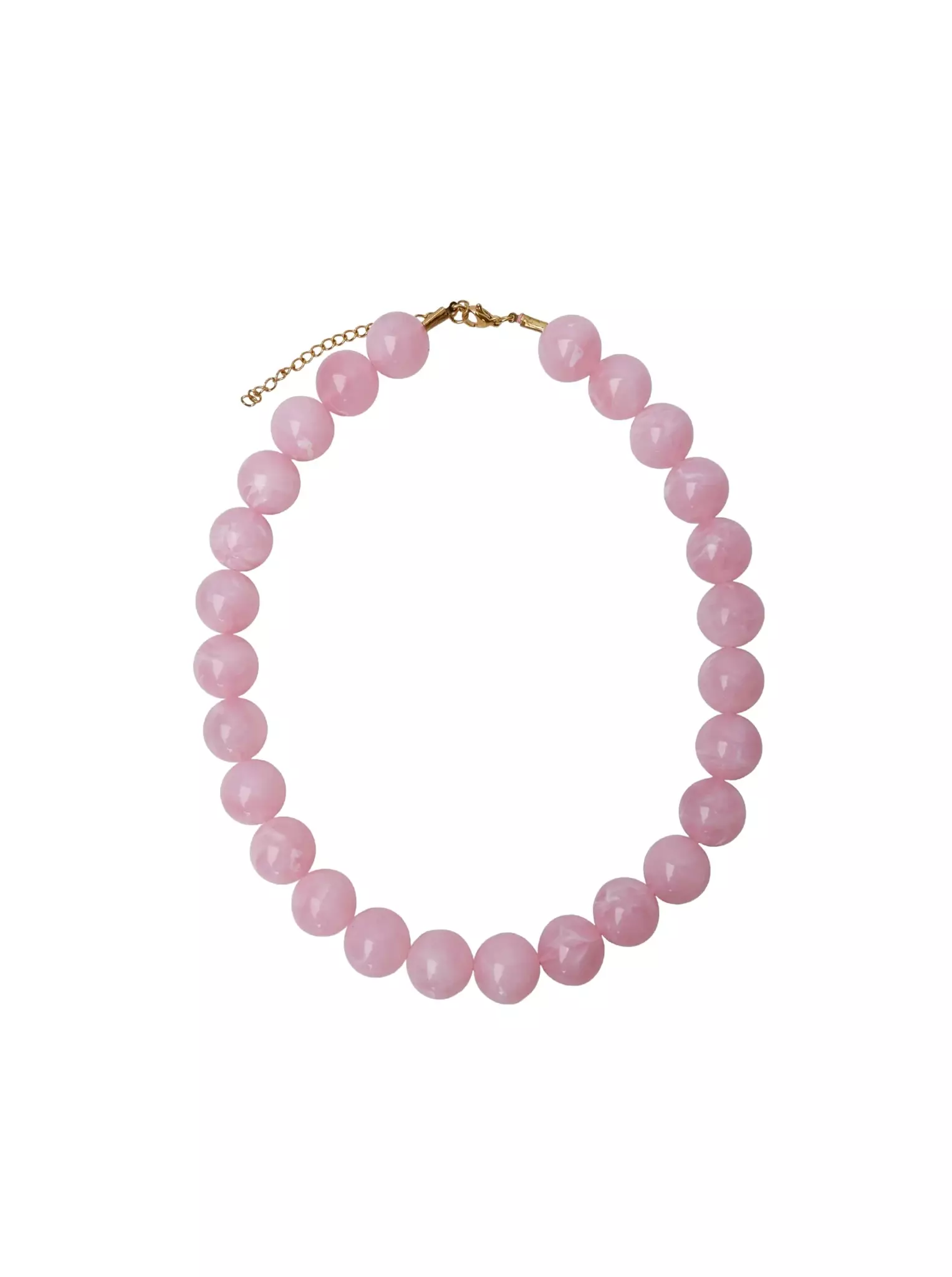 Halsband med ljusrosa kulor