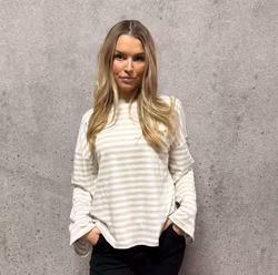 Mjuk randig tröja beige & vit