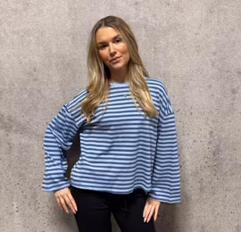 Mjuk randig tröja ljusblå & blå