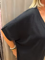 Svart kortärmad kaftan/väst med öppen front