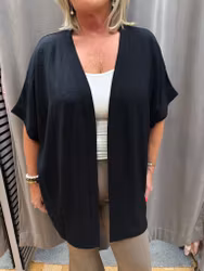 Svart kortärmad kaftan/väst med öppen front