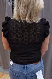 Kort Svart holkärmstopp i spets