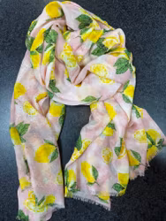 Rosa glittrig sjal med citroner