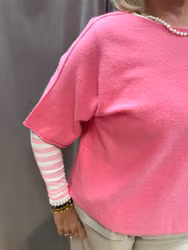 Rosa mjuk stickad t-shirt