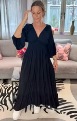 Donna svart viskosklänning