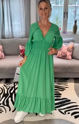 Donna grön viskosklänning