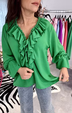Fiona Grön Volangblus