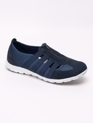 Mörkblå resårskor med dragkedja