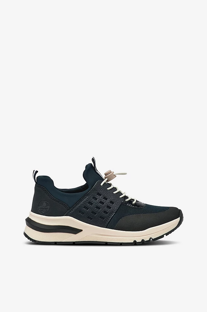 Marinblå sneakers extra bred