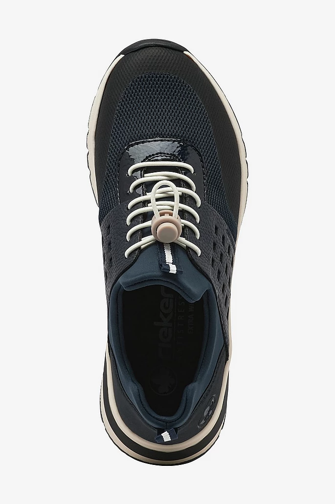 Marinblå sneakers extra bred