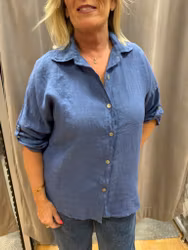 Felicia linneskjorta jeansblå