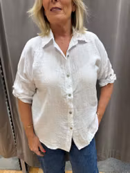 Felicia linne skjorta vit