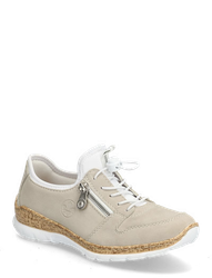 Beige och vita sneakers
