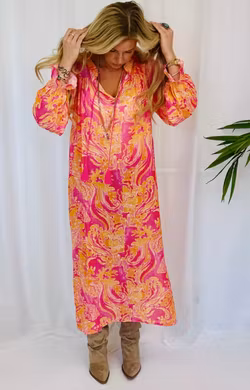 Angel Bomullsklänning Hot Pink