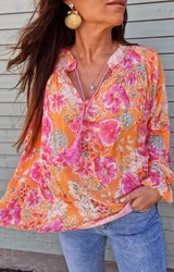 Susanne Bohemisk Blus Melon Flower