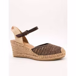 Espadrillesandal med flätad kilklack
