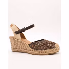 Espadrillesandal med flätad kilklack