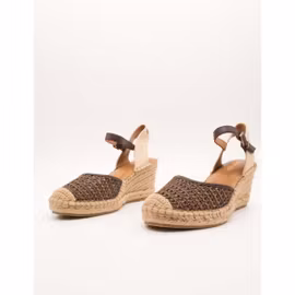 Espadrillesandal med flätad kilklack