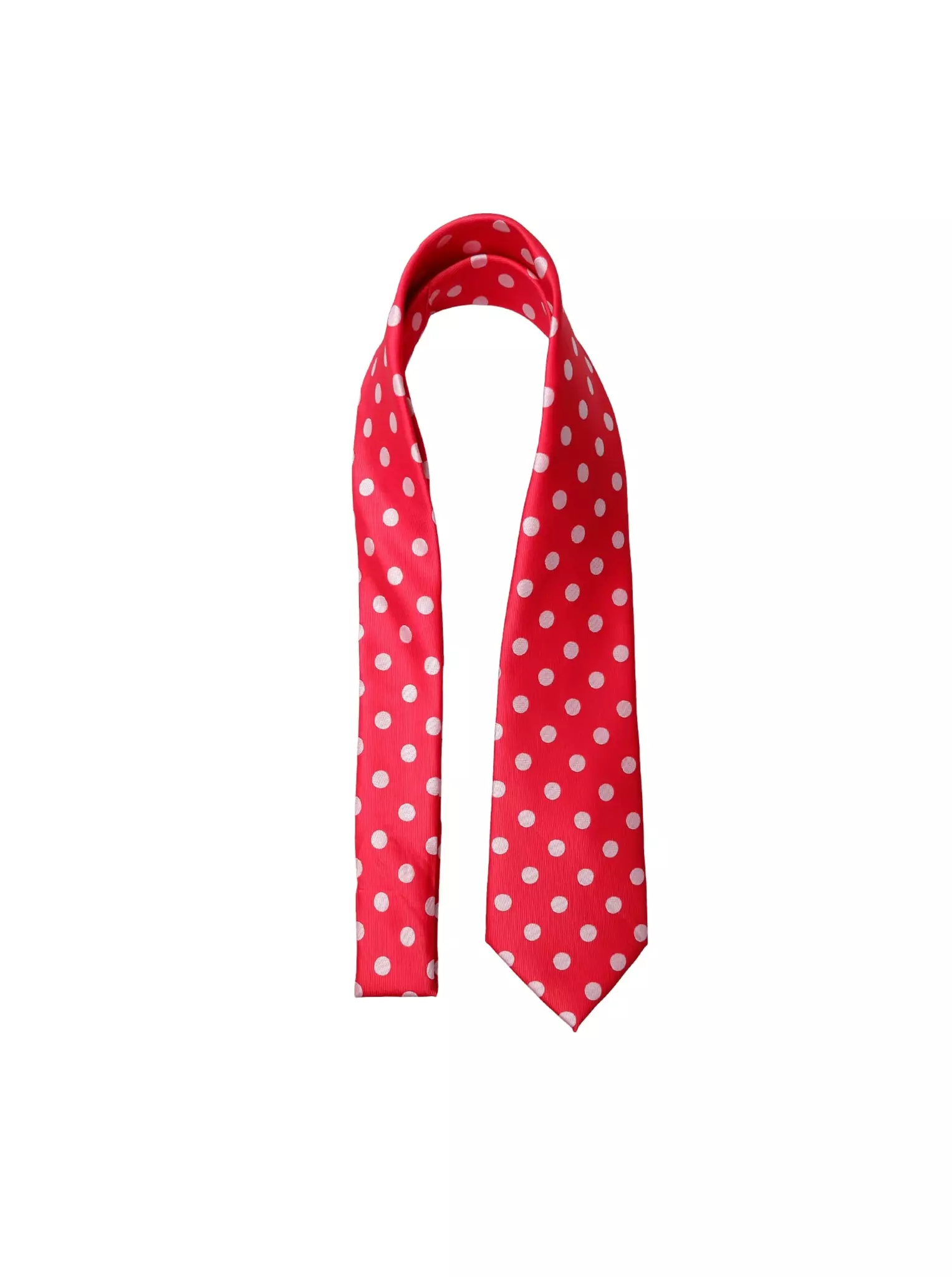 Röd slips med vita prickar