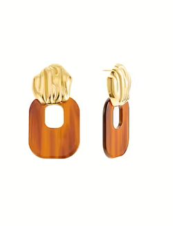 Big gold and resin earring