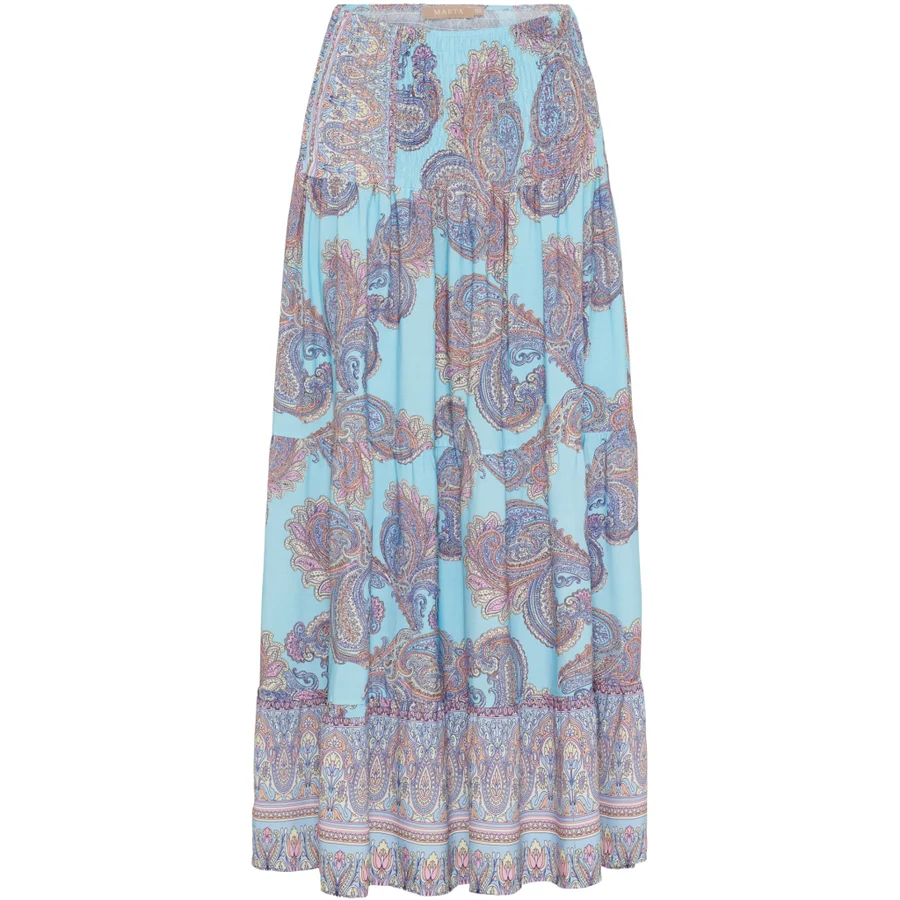 Turkos kjol med smock och paisleymönster