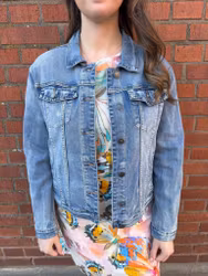 Stretchig mellanblå jeansjacka