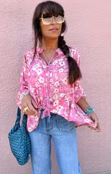 Susanne Bohemisk Blus Cerise Flower