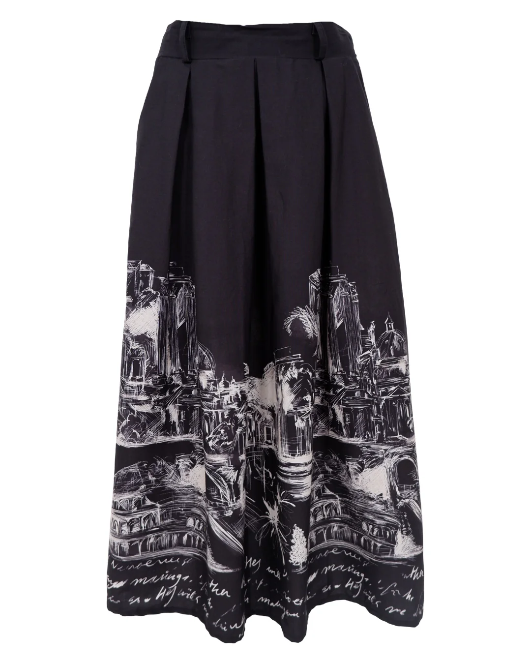 Svart kjol med Rom-print