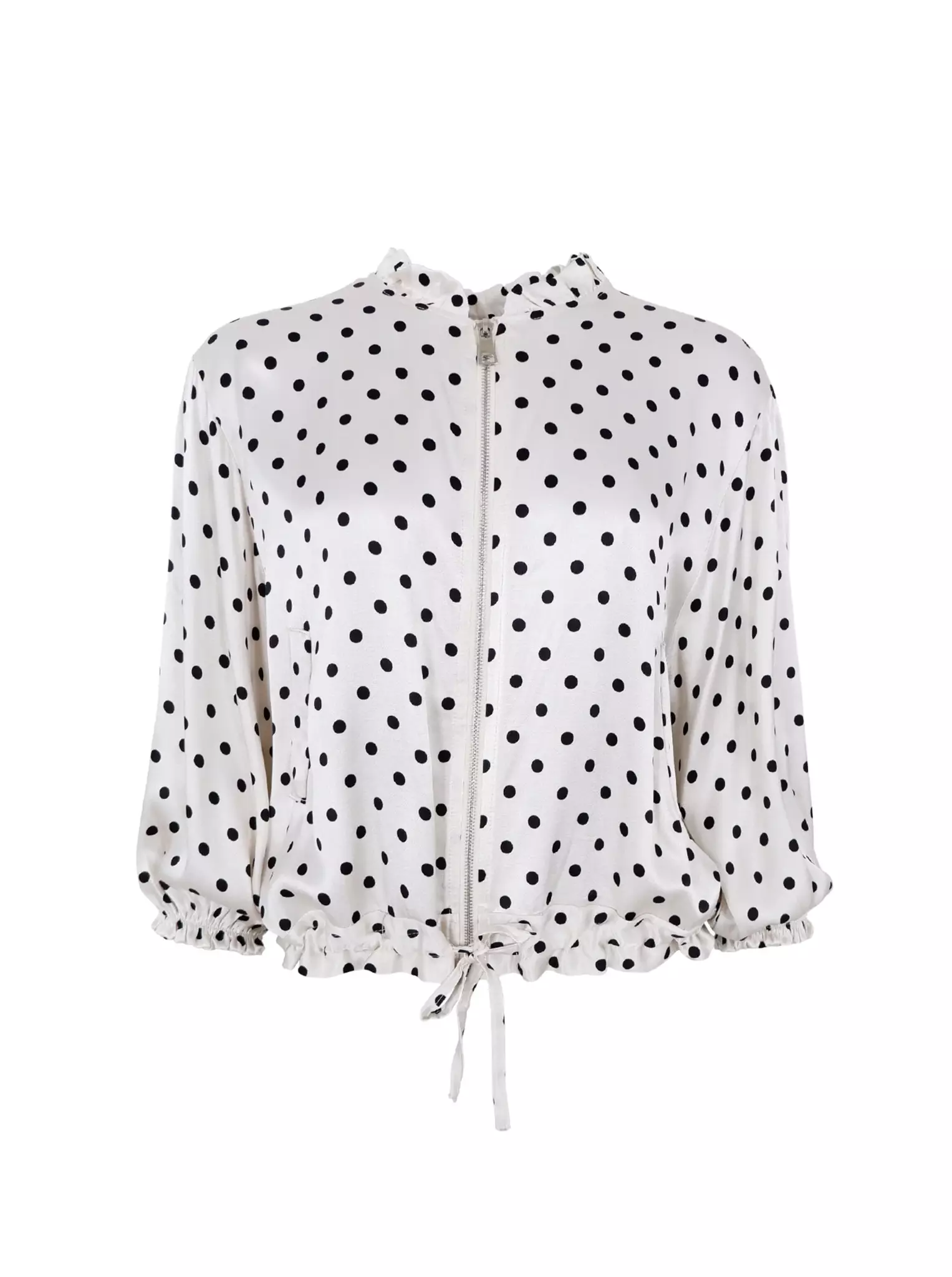 Offwhite satinjacka med svarta prickar