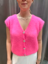Mickan Mohairväst Hot Pink
