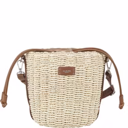 Flätad hinkväska med beige detaljer