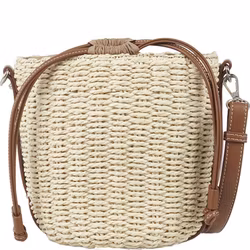 Flätad hinkväska med beige detaljer