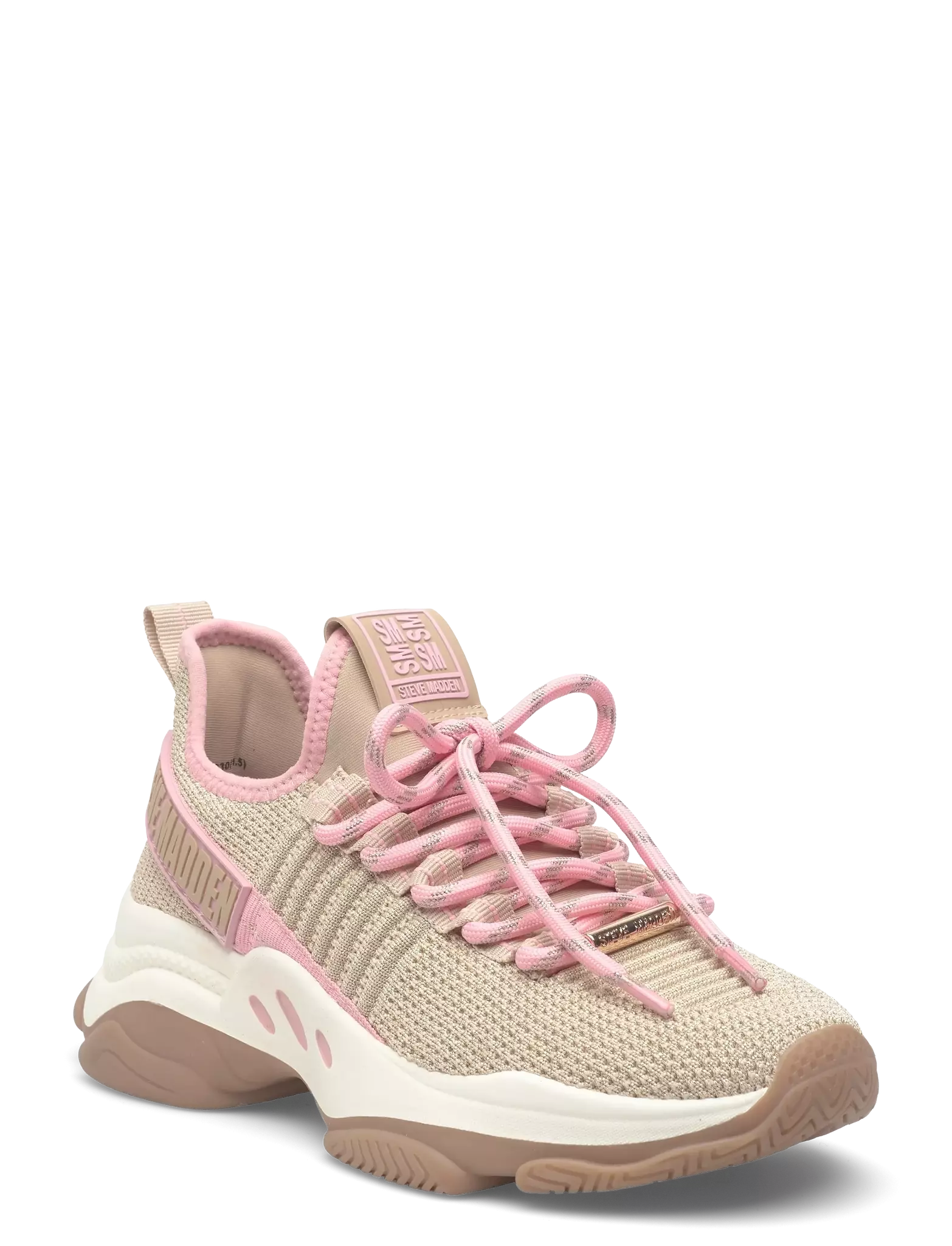 Beige sneakers med rosa detaljer