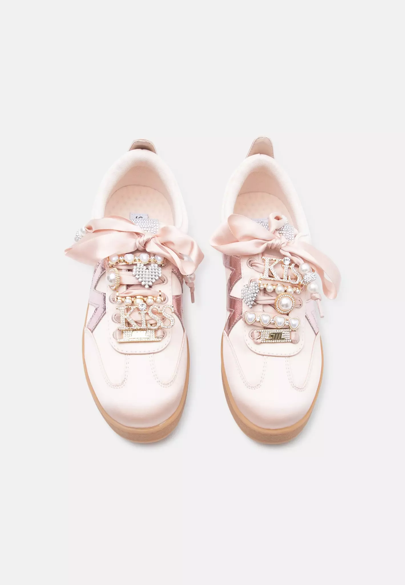 Rosa satin sneakers med bling
