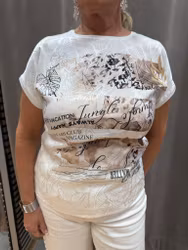 T-shirt med framsida i satin med mönster