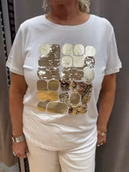 T-shirt med guld och paljetter