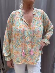 Susanne Bohemisk Blus Green Paisley