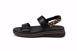 Svarta sandaler med leoparddetaljer
