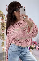 Darling Stickad Tröja Baby Pink