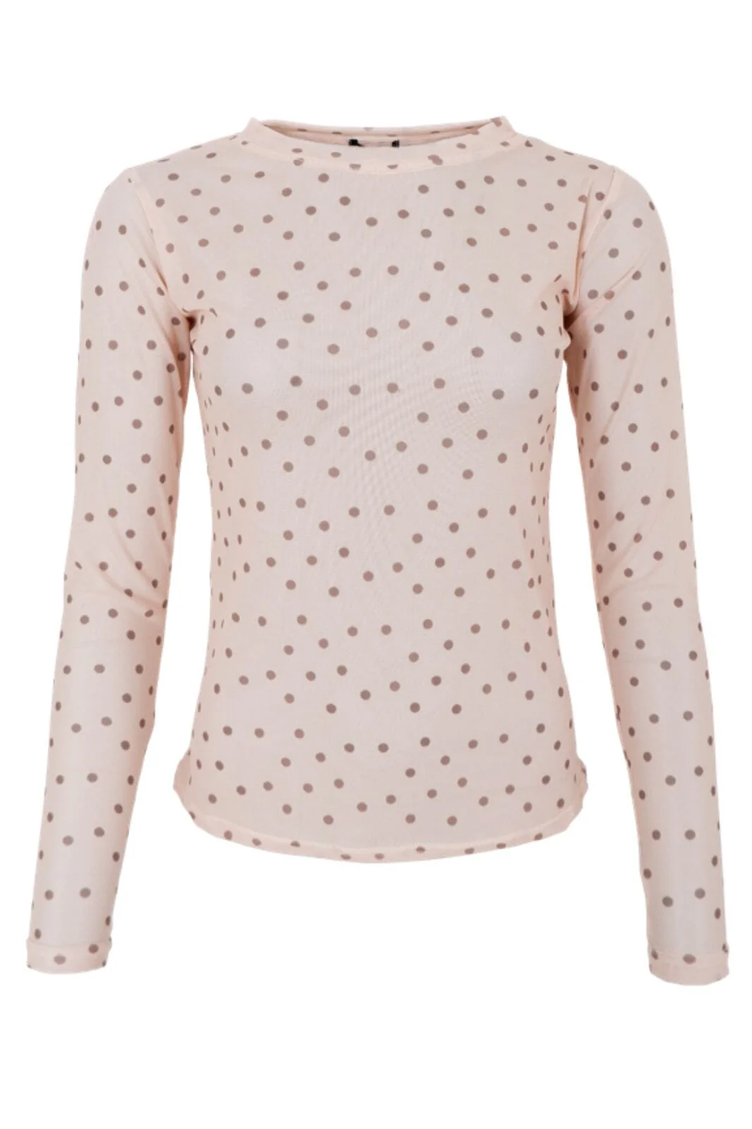 Nude mesh topp med bruna prickar
