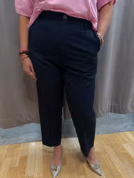 Marinblå kostymbyxor i ankellängd