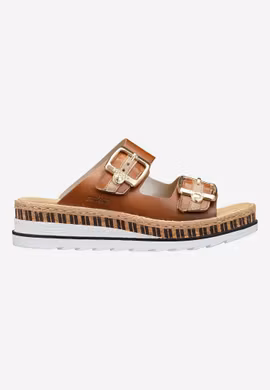 Skinnsandal med justerbara remmar