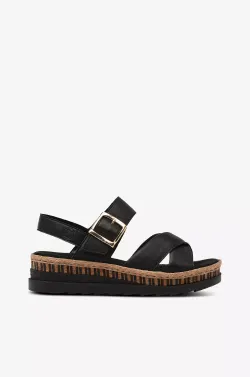 Svart sandal med platåsula