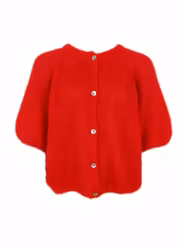 Röd stickad kofta i mohair